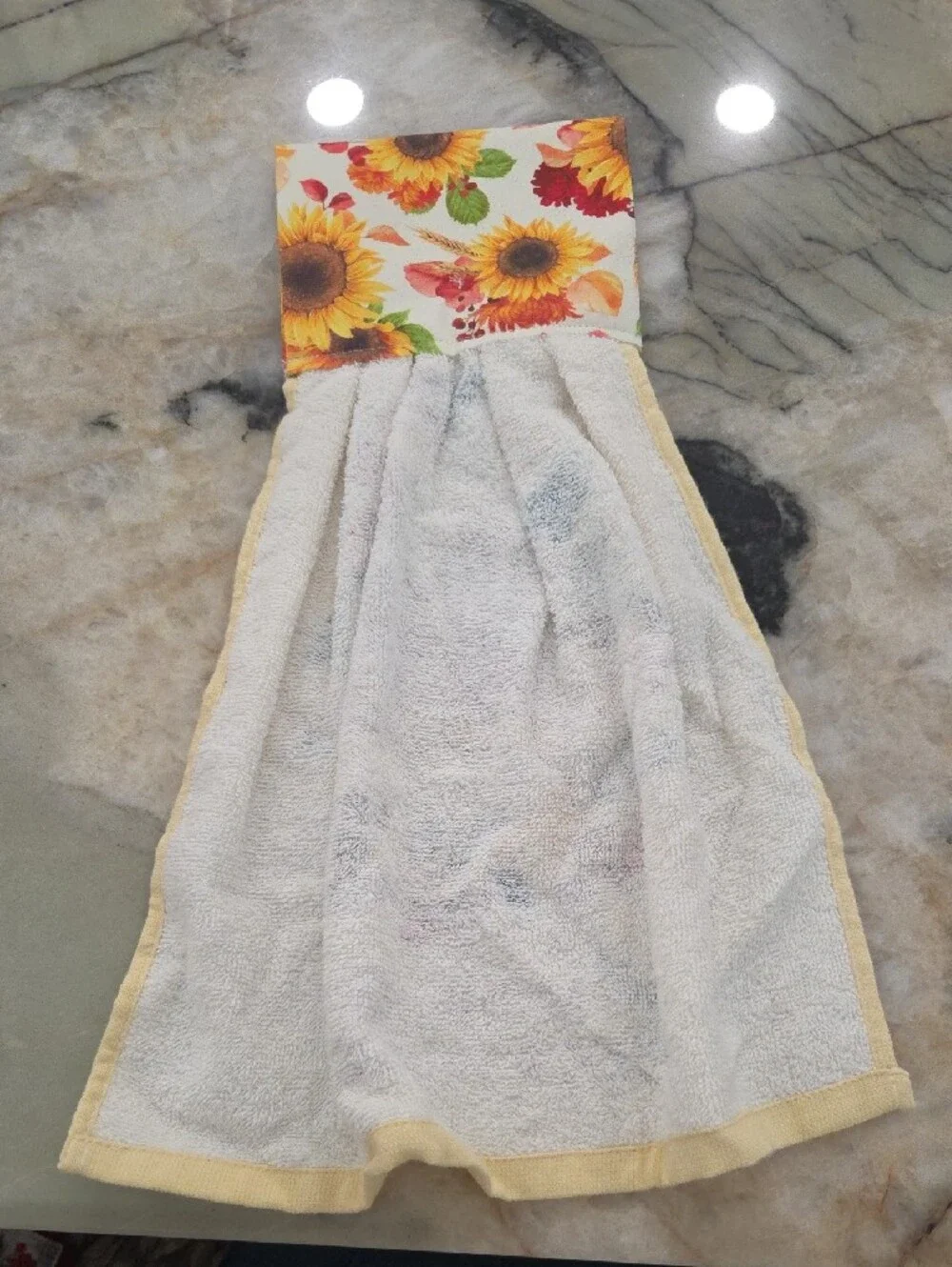 Disney Yellow Mickey & Minnie Fall Hanging Kitchen Towel with Sunflower Top